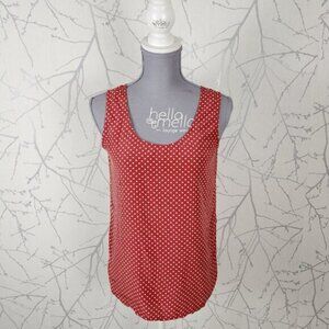 Pure Pinkerton Red Polkadot 100% Silk Scoop Neck Tank